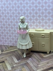 1:24 1950 Dollhouse Hostess Homemaker Inspired by Marx with Flamingo Platter