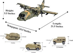 Military 21-Inch Cargo Plane C130 Bomber Bombs 12 Mix Vehicles 50 Army Soldiers