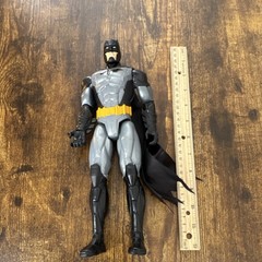 DC Comics Batman Action Figure, Gray Black Yellow Plastic, 12 in with Cape