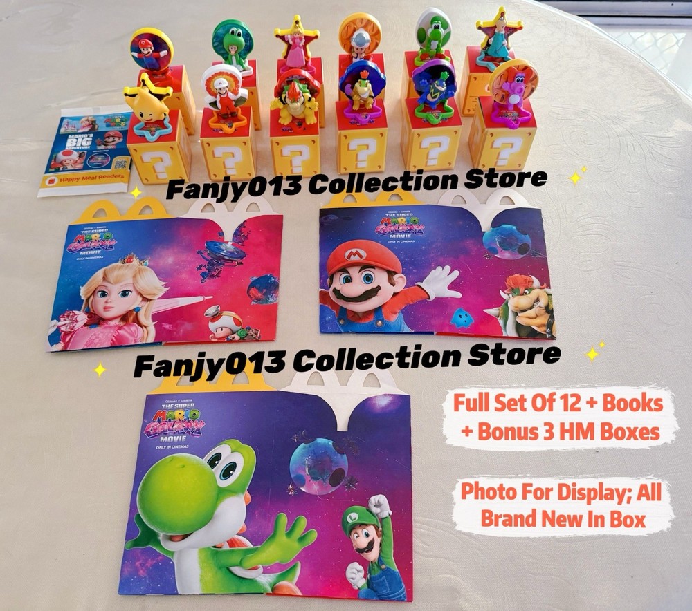 McDonalds Toy 2026 Super Mario Galaxy Plastic Toys With Clip Full Set Of 12+Book
