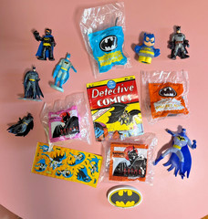 Batman Vintage Small Figures and Stickers and Comic Book Lot