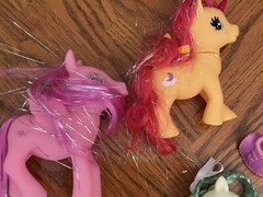 VINTAGE MY LITTLE PONY FIGURE LOT VARIOUS PONIES SOME WITH BRAIDED HAIR