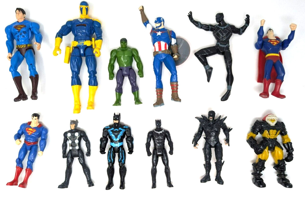 Lot of 12 Action Figures Marvel DC Universe Superman Batman Hulk Hasbro