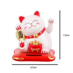 Solar Powered Maneki Neko – Waving Fortune Cat 7cm/2.75in Lucky Decor