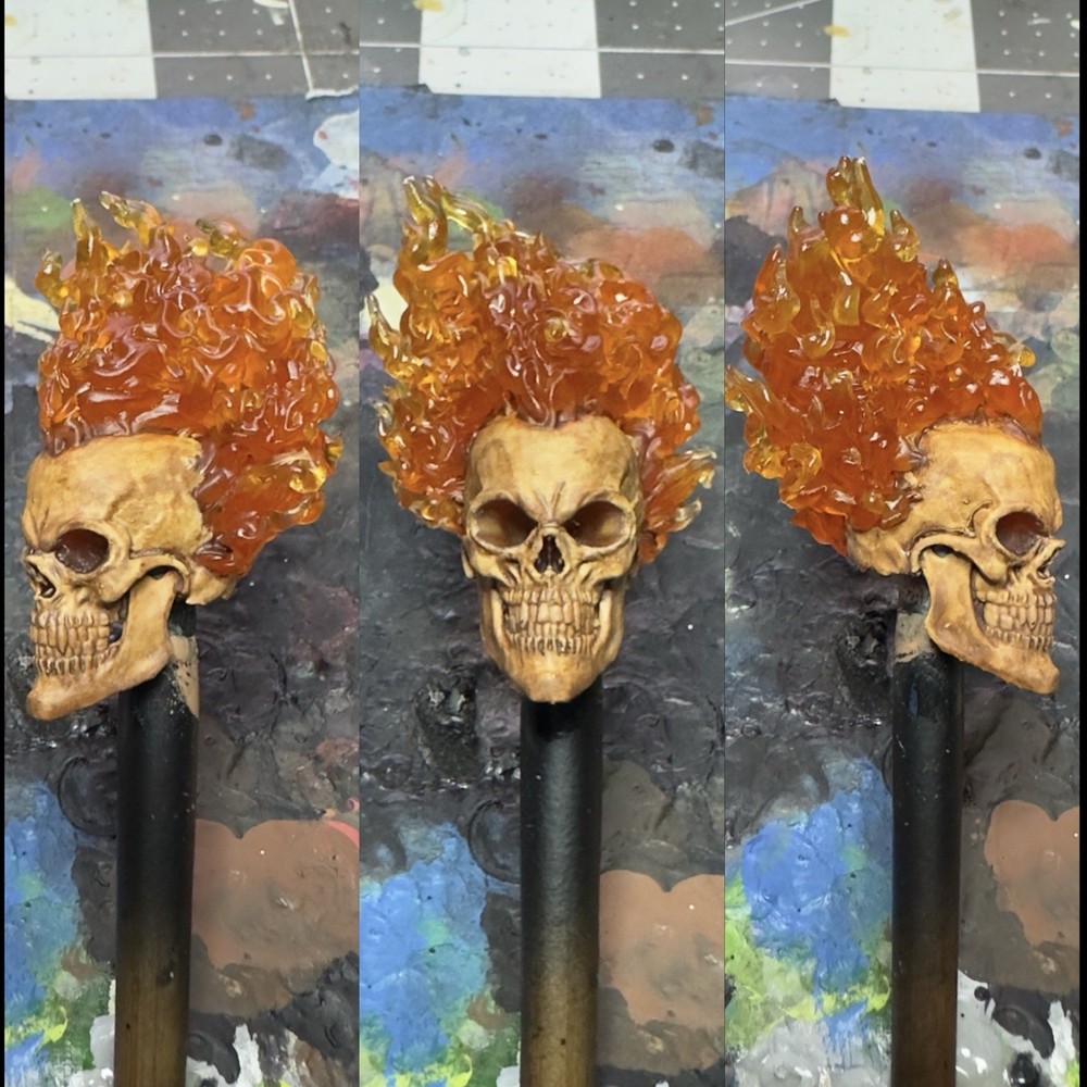 Custom 3D Painted Ghost Rider Head Cast for Marvel Legends 1:12 Scale Figures