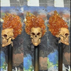 Custom 3D Painted Ghost Rider Head Cast for Marvel Legends 1:12 Scale Figures