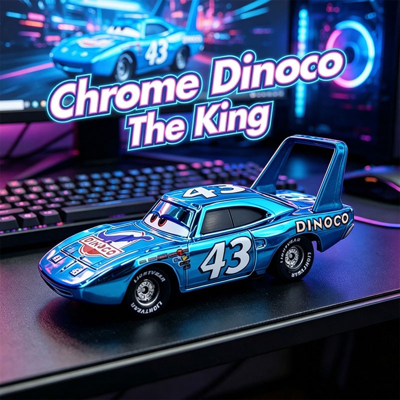 Dinsey Pixar Cars Racing Champion No.43 Chrome Dinoco The King Diecast Gift Rare