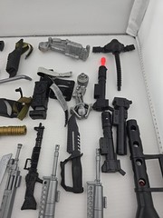 GI Joe Weapons Lot of 34 Pieces Guns Rocket Launchers Knives Holsters Backpack