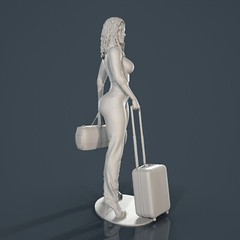 Unpainted resin figurine. Beautiful woman girl with bags 1:18 1:24 1:32 1/43