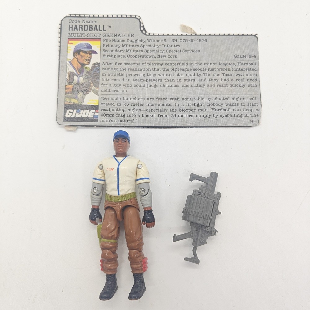 Vintage Hasbro 1988 Hard Ball v1 GI Joe Action Figure with Weapon & Card