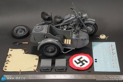 1/6 Scale German WWII, KS 750 Motorcycle With Sidecar, Grey, Metal, DID