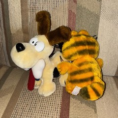 VTG Stuffed Plush GARFIELD 1983 & ODIE w/Bone 1981 Dakin Excellent RARE