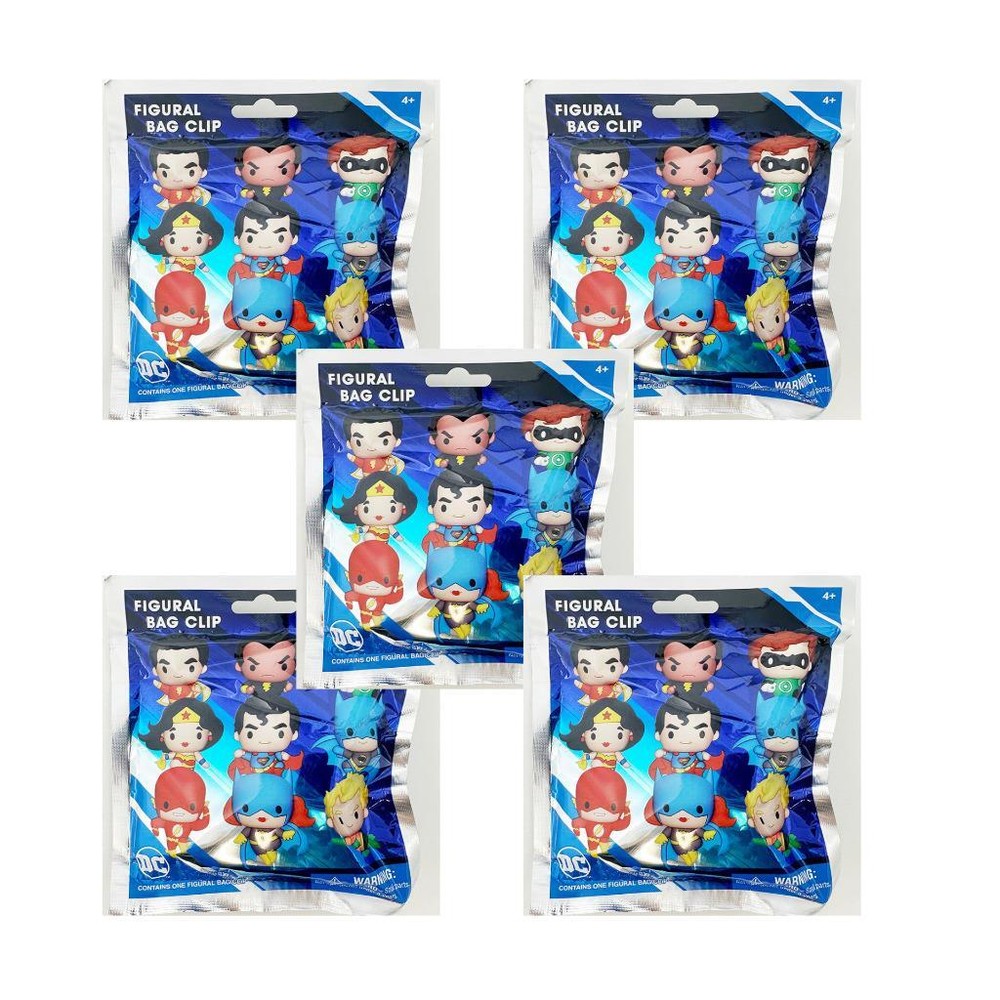 DC Comics SuperHero Figural 3D Bag Clip – Lot of 5 Sealed Blind Bags