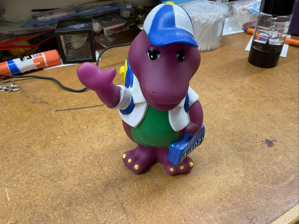 Vintage 1992 Lyons Group Barney Purple Dinosaur Coin Piggy Bank Back to School