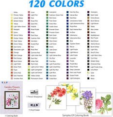 120 Colored Soft-Core Coloring Pencils Set, Coloring Book and Portable Storage B