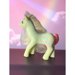 1988 My Little Pony G1 Sweetheart Sisters Fancy Flower Yellow Green Pink Hair