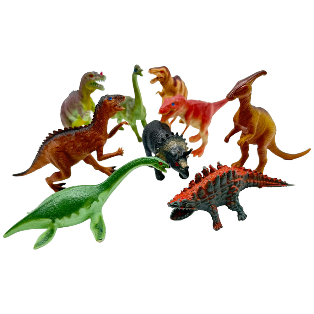 Vtg Lot of 9 Dinosaur Figure Toys T-Rex Brachiosaurus Triceratops Spinosaurs