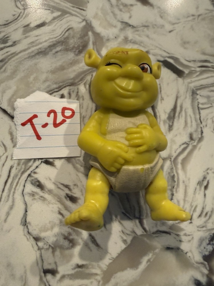 Shrek Yellow Ogre Baby Figurine Toy, Plastic, White Diaper, Cartoon TV Theme