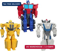 Transformers 1-Step Flip Heroes 3-Pack, 4-Inch Wheeljack, Bumblebee, and Optimus