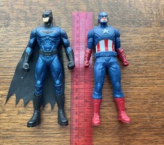 2 Hasbro Mattel Action Figures Superhero 6” Marvel DC Comics Batman & Captain Am