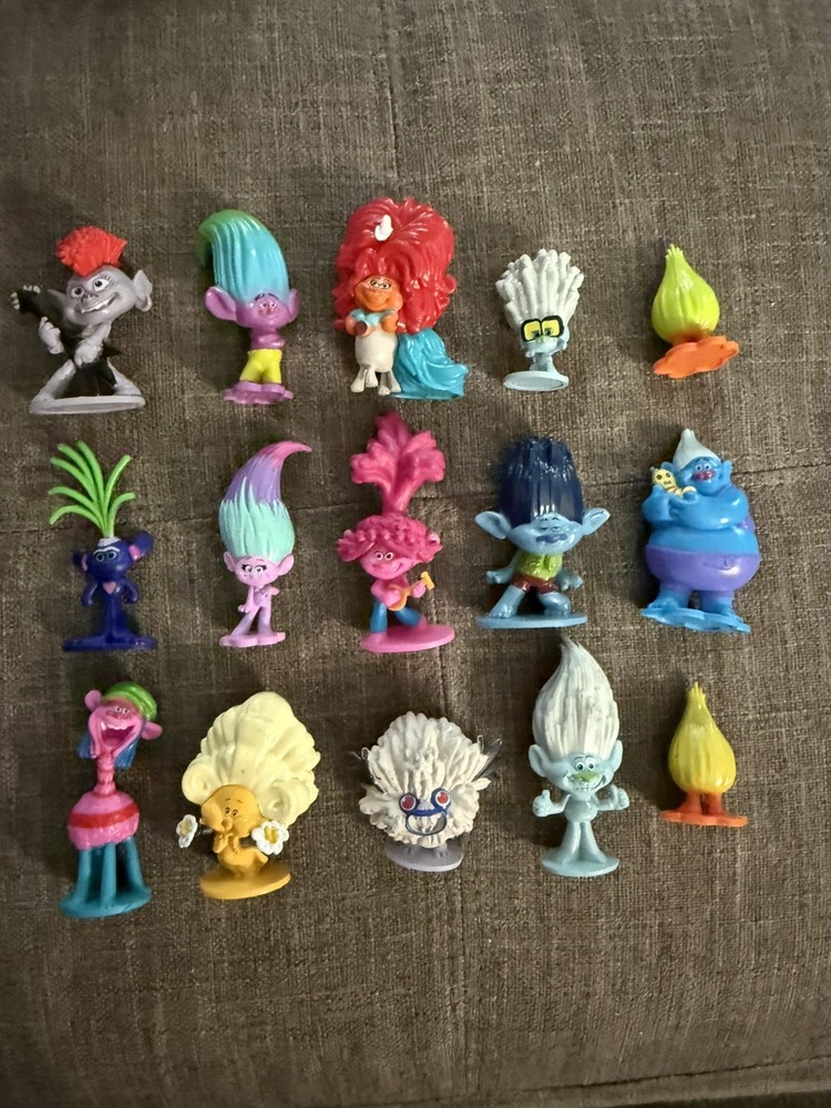 Assorted Troll Figurines From The Movie Trolls – Lot of 15, preowned