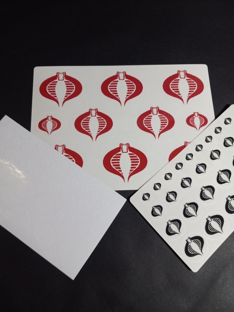 Cobra Sticker Sheet Combo 3 Pack Sale, 1 Black,1 White,1 Large Red. Peel & Stick