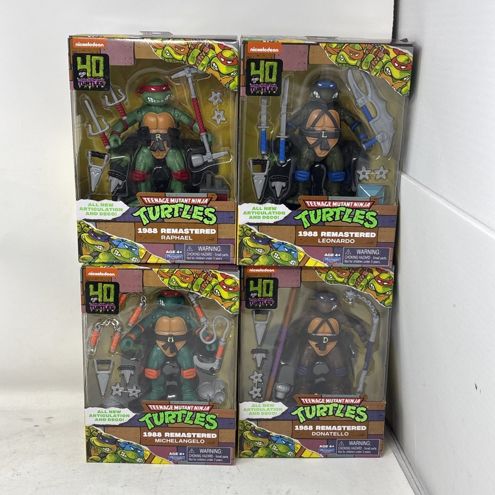 Lot of (4) TMNT 1988 Remastered 40th Anniversary Figures NIB Mike Don Leo Raph