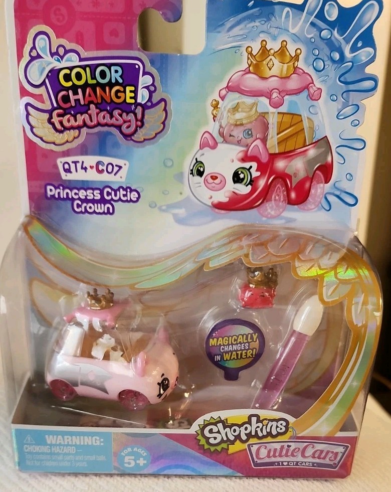 NEW Shopkins Cutie Cars QT4-C07 Princess Cutie Crown Color Change Series 4