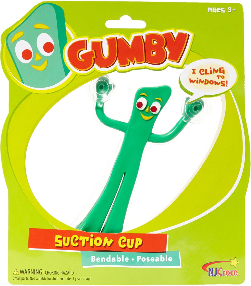 GUMBY 5 IN BENDABLE FIGURE WITH SUCTION CUPS CLING TO WINDOWS BY NJ CROCE – NEW