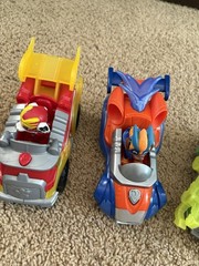PAW Patrol Mighty Pups Lot 5 Vehicles Chase Marshall Rocky Rubble Light Up