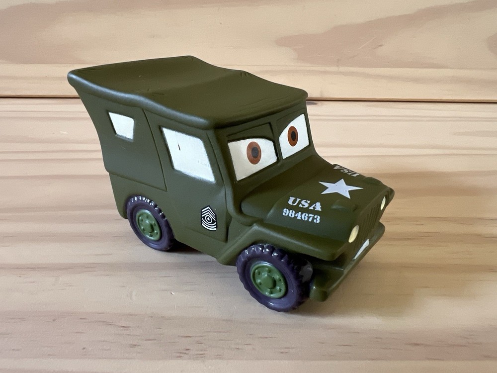 DISNEY PIXAR CARS Sarge Military Jeep Truck Vinyl Bath Toy Figure Disney Store