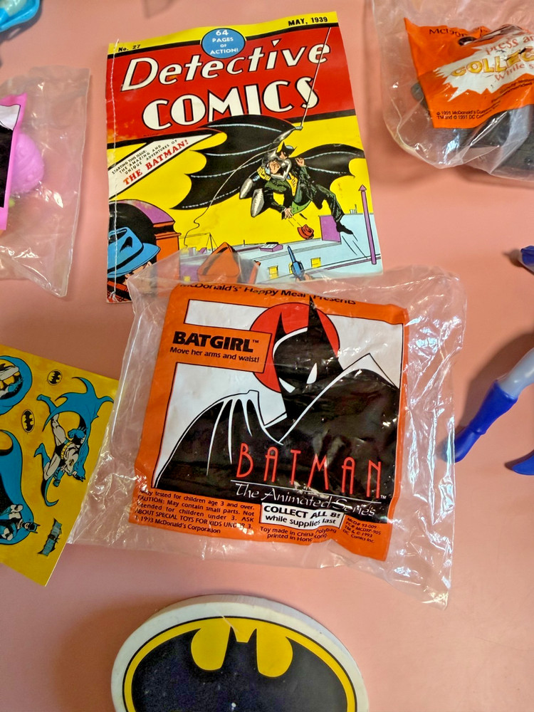 Batman Vintage Small Figures and Stickers and Comic Book Lot