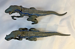 Set Of 2 Jurassic World Velociraptor Gray and Blue Dinosaur Mattel