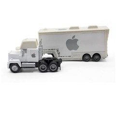 2PCS Disney Pixar Cars White Apple Mack Hauler Truck+Car 1:55 Diecast Toys Gifts