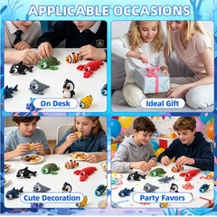 10PCS 3D Printed Ocean Animals Set for Goodie Bag Stuffers, Fidget Sea Animals