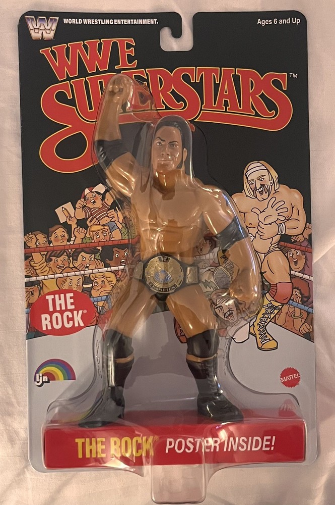 WWE Mattel LJN Superstars Figure Series 3 The Rock Black Card Chase New in hand