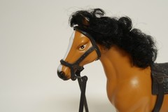 Unknown Horse Plastic Toy Action Figure 11″ Tall Tan Brown with Black Saddle