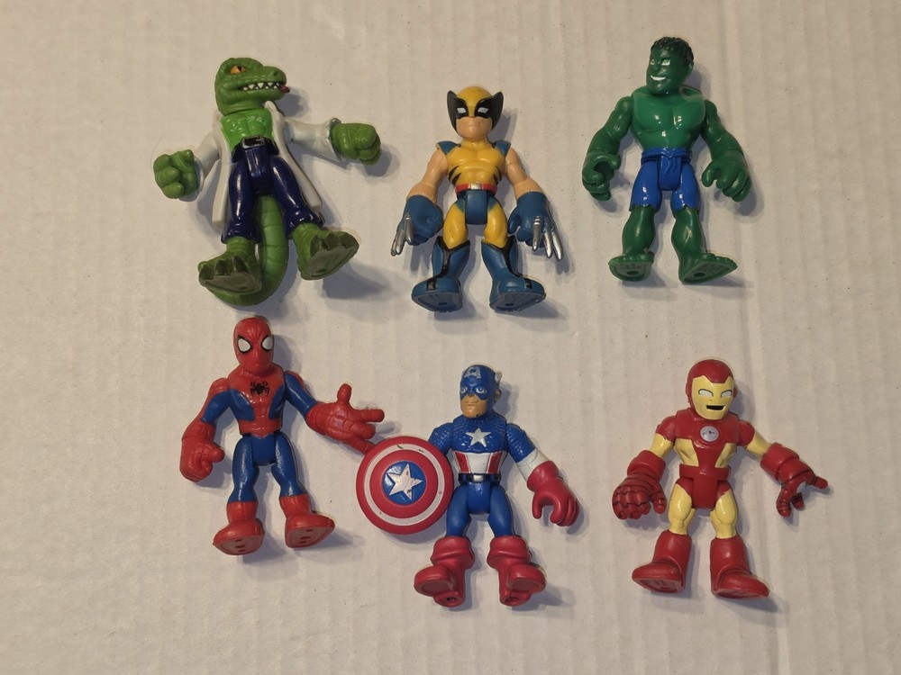 Playskool Marvel Super Hero Adventures Avengers Lot Of 6 Spiderman, Ironman
