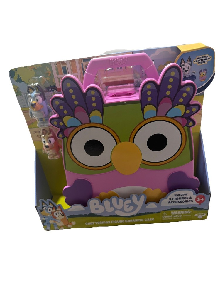 Bluey Play set Storage Carrying Case 4 Figures Muffin Chattermax Bingo Toy
