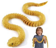 3D Printed Articulated Snake 29” Crystal-Like Movable Snake Golden Snake