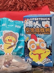 Upset Duck V3: Born This Way Sneaky Time Duck (dressed in a lion/creature hood).