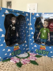 1996 RARE MIB MEDICOM TOY STORY ANDY & SID VINYL COLLECTIBLE DOLLS SET