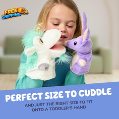Unicorse & Bob Bilby Hand Puppet Plush Toys, 8-9”, 2-Pack | Soft Deluxe Fabric,