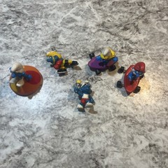 Lot Of 5 Vintage Smurf PVC Plastic Figures, Skateboard, Mushroom Sports
