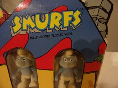 Smurf Fully Jointed Flocked Vinyl Figures 1988 Brainy Cartoon Peyo