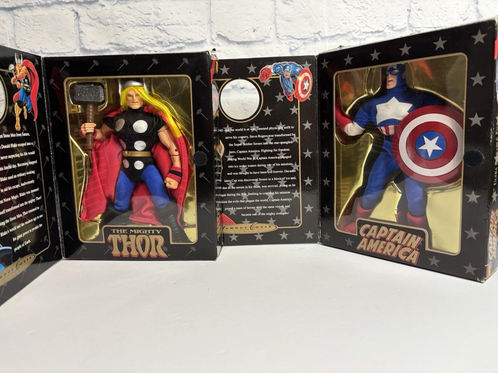 Toy Biz Famous Cover Series CAPTAIN AMERICA Plus Thor Lot Marvel Figure-1998 8in