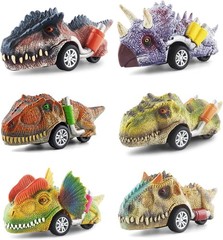 Dinosaur Toy Pull Back Cars, 6 Pack Dino Toys for Kids Ages 3 and Up