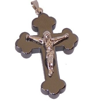 Hematite rosary crucifix / Pendant – Orthodox or Byzantine Eastern style (3.5…