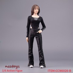 1/6 Flared Zipper Leather Pants for 12″ female figure hot toys worldbox ❶USA❶