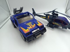 Blue Thunder Helicopter And Rolling Jeep Vehicles Glasslite Brazil Vintage 80 ´s
